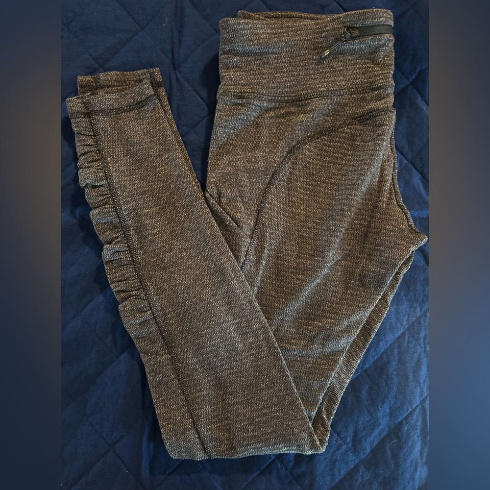 lululemon athletica Dark Heather Gray Ruffle Side Leggings